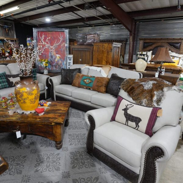 White Italian Leather Living room set w Tooled Leather